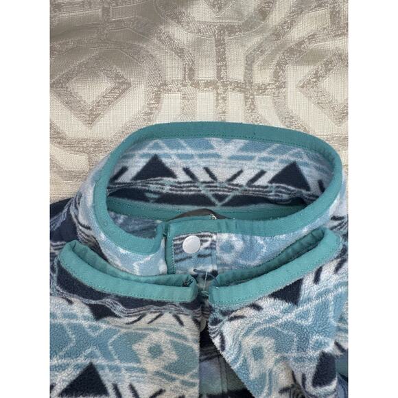 Eddie Bauer Aztec Fleece Pullover Sweatshirt Men’s S Blue Vintage Print Retro - Picture 6 of 7